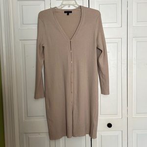 Wool blend ribbed duster length v-neck button down cardigan from Banana Republic